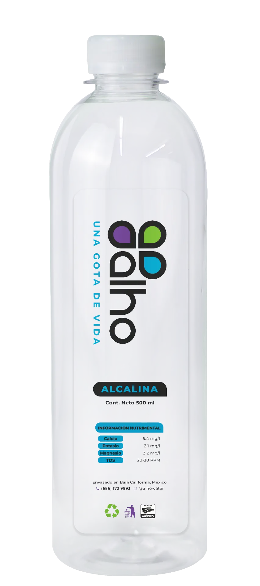 Botella oficial ALHO Alcalina cilíndrica 500 ml